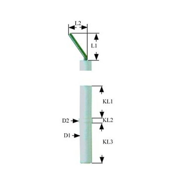 Electrod aprindere piezo, D1 ø 7mm connection M4 D2 ø 9mm L1 14mm L2 6mm BL1 18mm BL2 3mm BL3 23mm