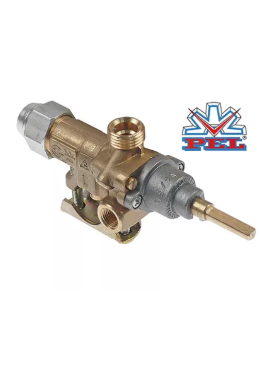 Robinet gaz PEL21S cu prindere pe teava, ax de ø6x4.6mm cu lungimea de 30/23mm