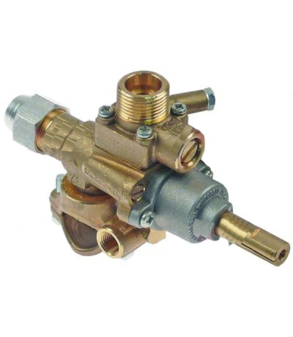 Robinet gaz PEL tip 22S/V, intrare gaz flansa diametru 21mm, iesire gaz M20x1.5, duza bypass diameter 0.35mm