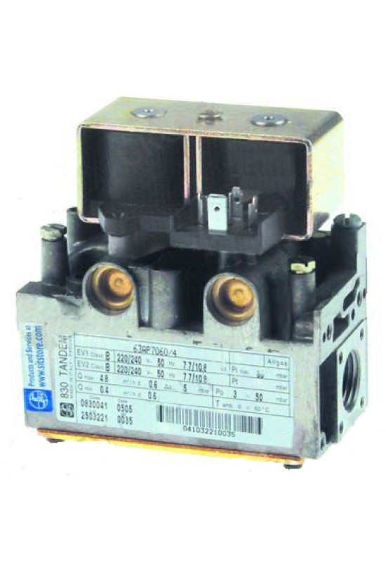Valva gaz TANDEM 830 0.830.041, alimentare 230V 50Hz, intrare/iesire gaz de ½”, presiuni de lucru 3-50mbar. Pentru cuptoare convectie, convectomate, GIORIK