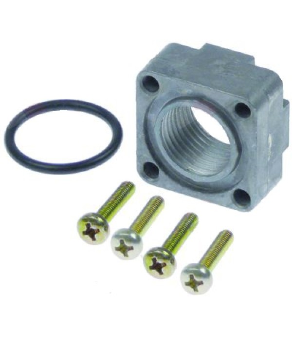 Conector drept pentru valva TANDEM, HONEYWELL, intrare gaz de ½”, dimensiuni 32x32mm, distanta gauri de fixare 24x24mm 
