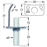 Electrod de aprindere cuptor gaz Rational, lungime flansa 30mm, latime flansa 17mm