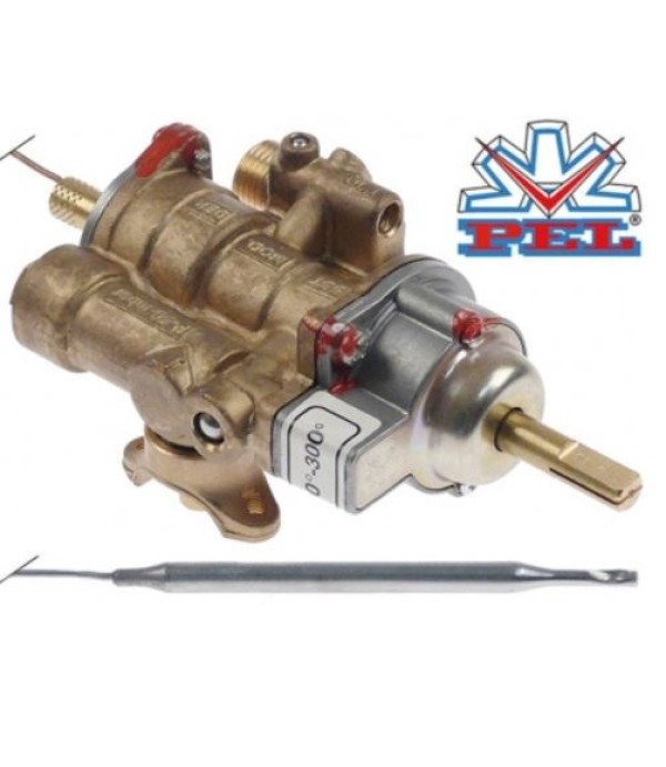 Robinet gaz termostat PEL 25ST 100-300°C montare cu flansa pe teava de alimentare cu gaz la plita, gratar, cuptor MBM, Dexion  
