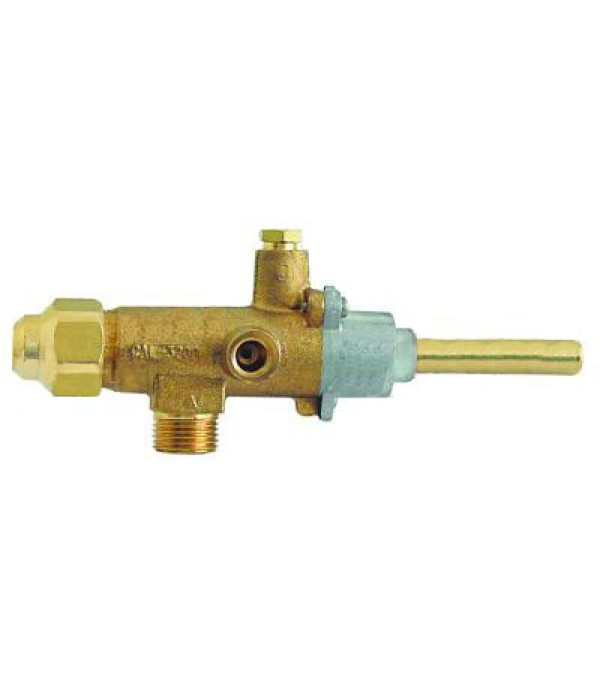 Robinet gaz COPRECI tip CAL-3200, intrare gaz M18x1,5, duza bypass 1,2mm, lungime ax 46/12mm, diametru ax 10x8mm, conectare termocupla M8x1. Pentru FAGOR