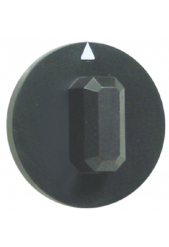 Buton comanda cu marcaj in punctul 0, diametrul 44mm, montare pe ax de 6x4.6mm, culoare neagra