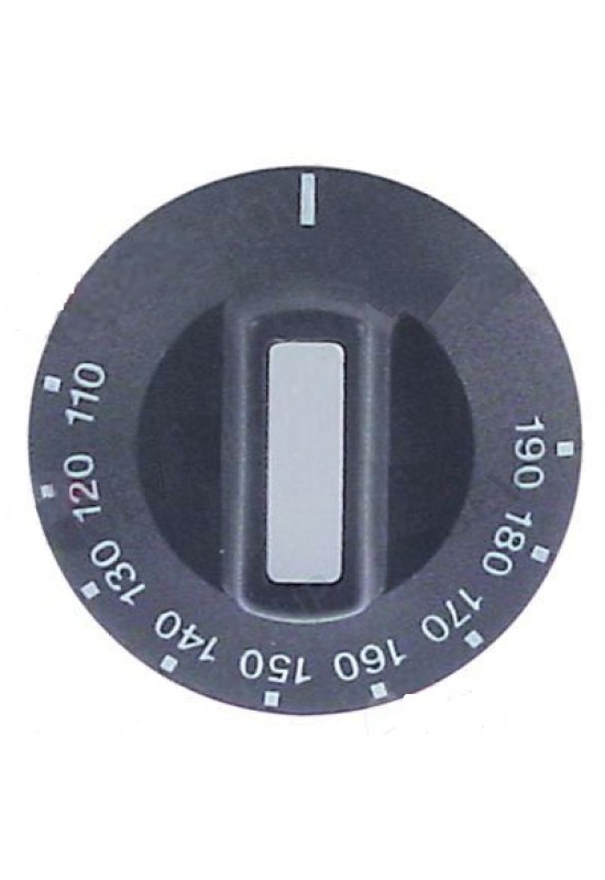 Buton comanda termostat friteuza, gradatie de la 110-190◦C, montare pe ax de 6x4,6mm. Pentru friteuza VALENTINE 