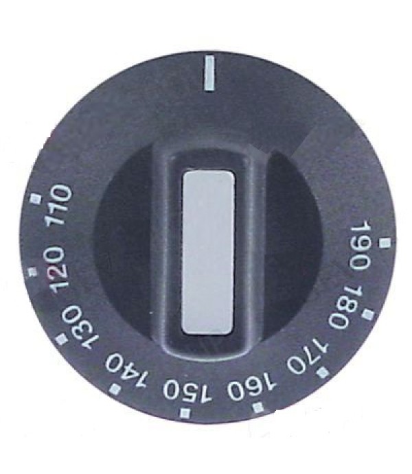 Buton comanda termostat friteuza, gradatie de la 110-190◦C, montare pe ax de 6x4,6mm. Pentru friteuza VALENTINE 