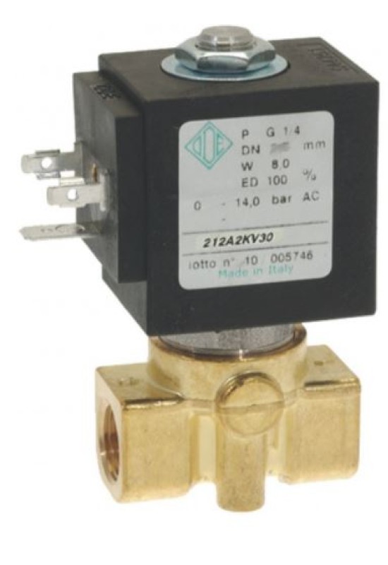 Electrovalva ODE cu 2 cai de 1/4" alimentare 230V putere 8W, 212A2KV30, bobina serie BDA08223DS