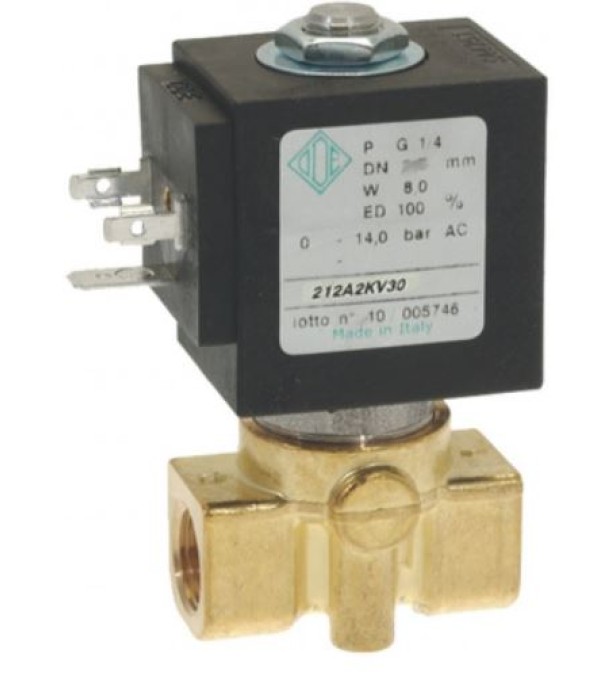 Electrovalva ODE cu 2 cai de 1/4" alimentare 230V putere 8W, 212A2KV30, bobina serie BDA08223DS