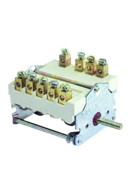 Comutator  7 pozitii, 0-1-2-3-4-5-6, 1NO/ 2CO, 32A, conectori electrici cu surub, dimensiuni ax 6x4,6mm. Producator EGO cod catalog producator 4327232000