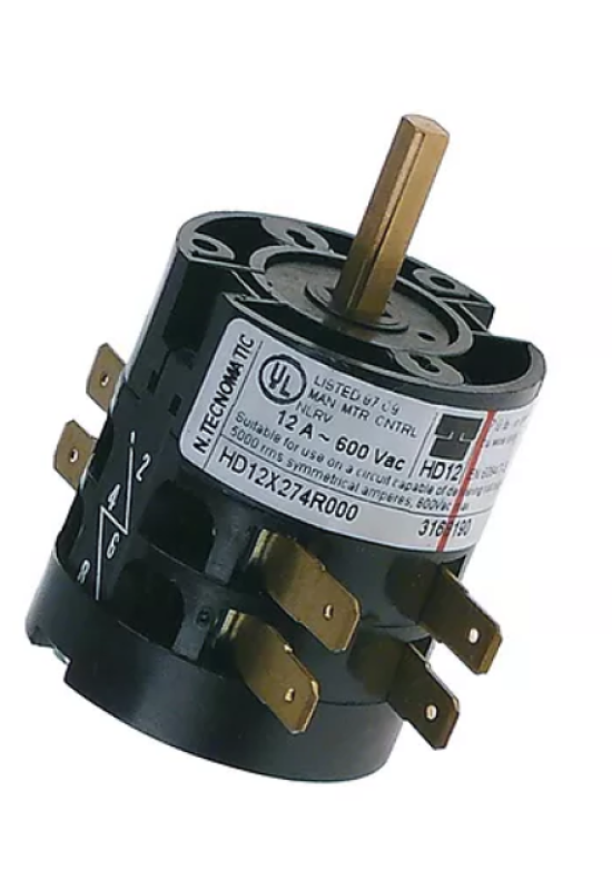 Comutator  4 pozitii, 0-1-2-3, model HD12X274R000, 600V, 12A pentru masina spalat vase Lasa