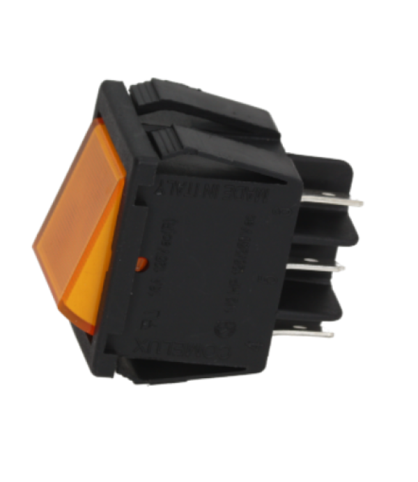 Intrerupator bipolar basculant portocaliu iluminat cu doua pozitii 