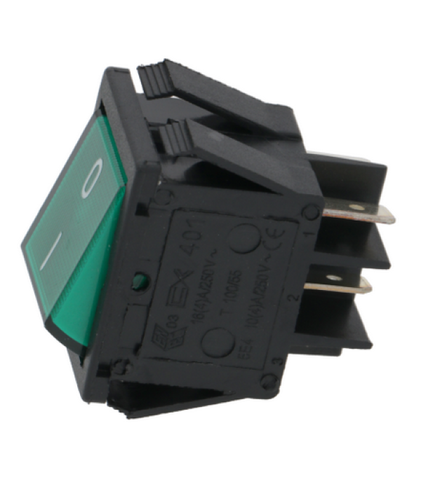 Intrerupator bipolar basculant verde iluminat cu doua pozitii 