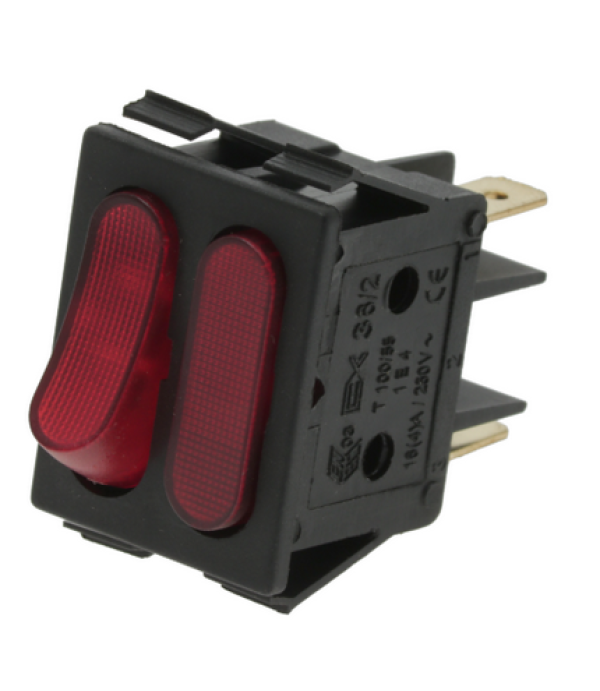 Intrerupator basculant rosu cu indicator tensiune, 16A, 250V