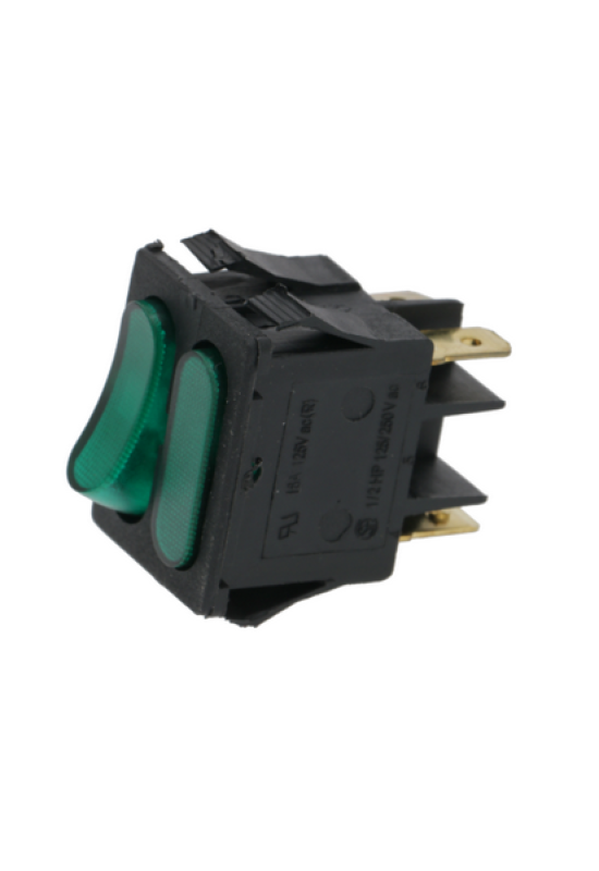 Intrerupator basculant verde cu indicator tensiune, 16A, 250V
