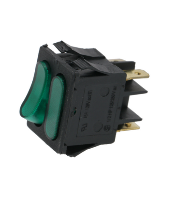 Intrerupator basculant verde cu indicator tensiune, 16A, 250V