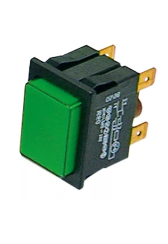 Intrerupator fara retinere iluminat verde, dimensiuni de montare 30x22mm pentru Colged