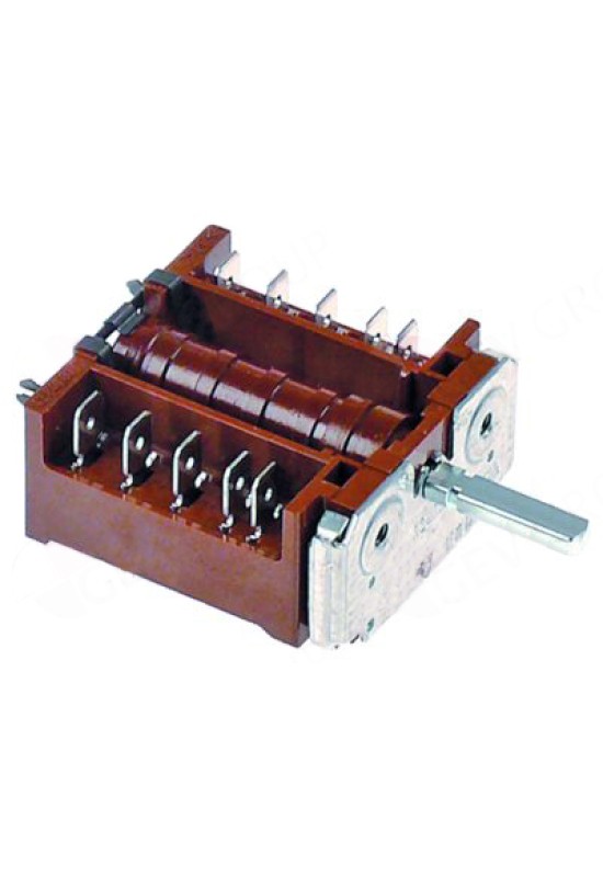 Intrerupator (comutator) rotativ pentru cuptoare Fagor  X163007000. Cu 4 contacte, 16A, dimensiune ax 6x4, 6mm, lungime ax 24mm, cod EGO  4203400009. 