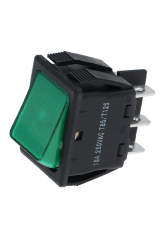 Intrerupator basculant iluminat verde, 30x22mm, 400V