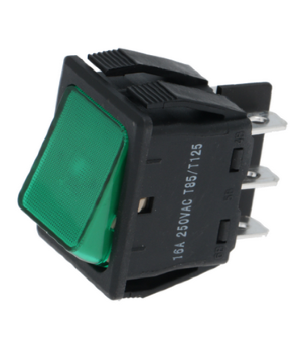 Intrerupator basculant iluminat verde, 30x22mm, 400V