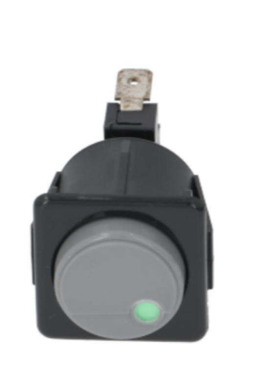 Intrerupator rotund gri cu led indicare tensiune si masca patrata neagra Hoonved, Ascaso