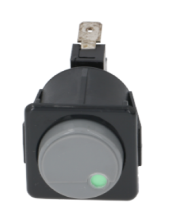Intrerupator rotund gri cu led indicare tensiune si masca patrata neagra Hoonved, Ascaso