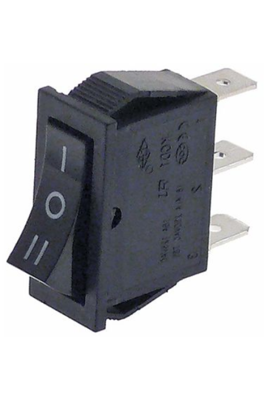 Intrerupator negru basculant cu trei pozitii, 220-250V, 16A 
