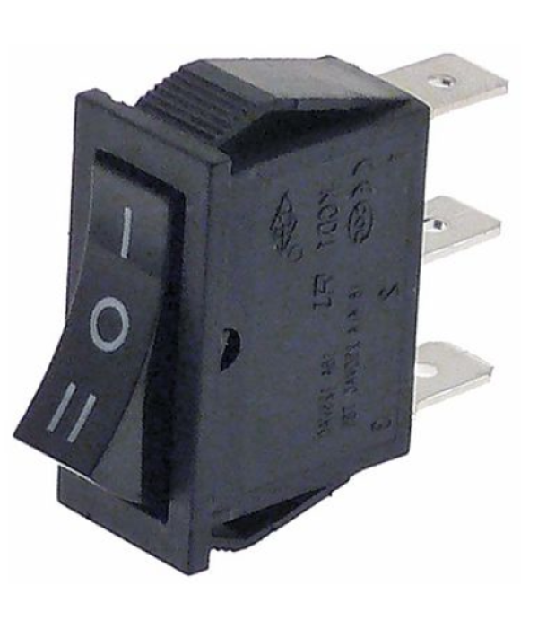 Intrerupator negru basculant cu trei pozitii, 220-250V, 16A 