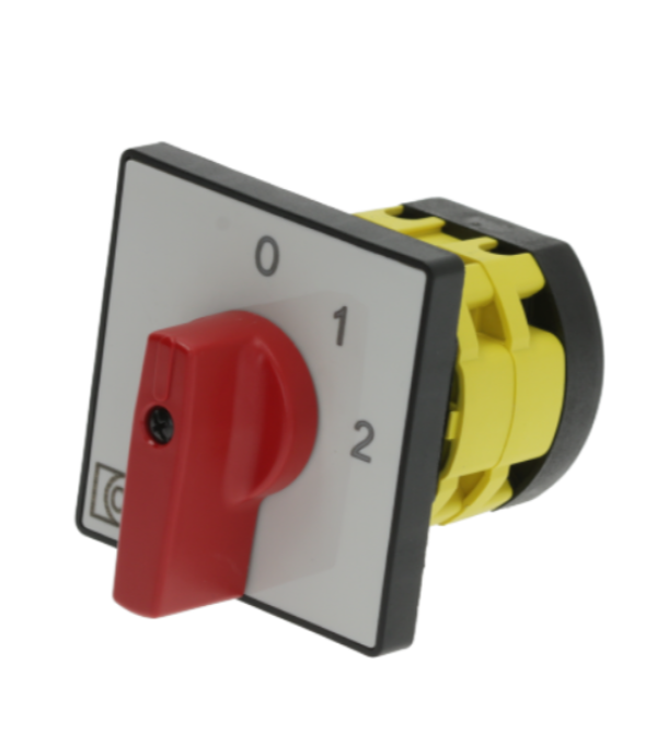 Comutator 3 pozitii, 0-1-2, 600V, 16A, ax patrat