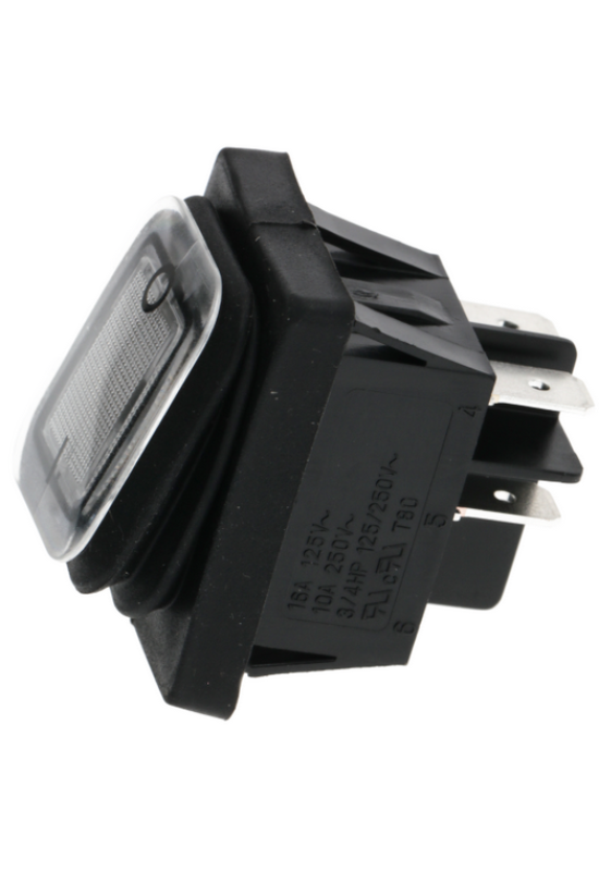 Intrerupator basculant cu burduf de protectie, iluminat, alb, bipolar