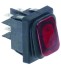 Intrerupator basculant rosu, dimensiuni 30x22mm, 2NO, 250V, 20A, protectie IP65, simbol 0-1, conexiune papuci 6.3mm