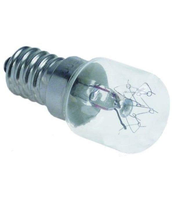 Bec pentru lampa cuptor pizza model E14, putere 15W, alimentare 220-235V, lungime 50mm, diametru de 22mm, temperatura maxima 500◦C 