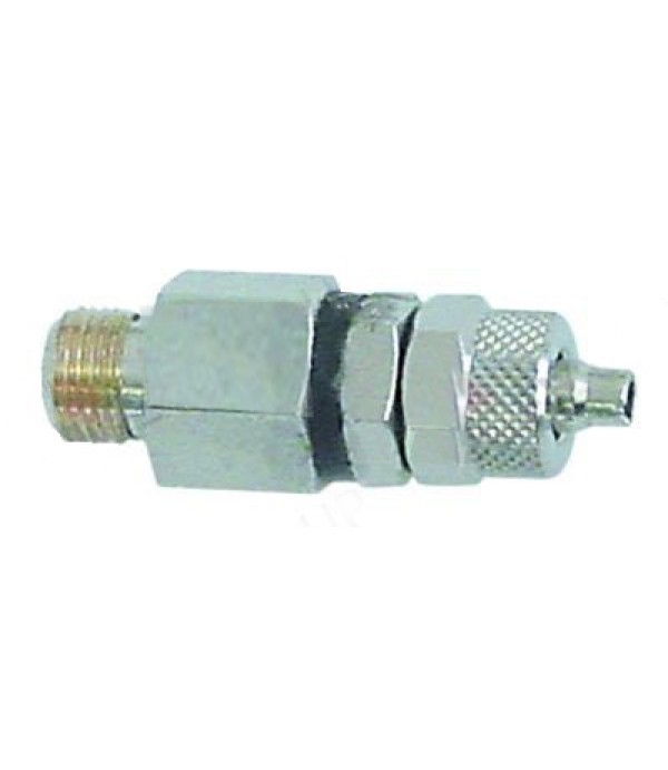 Valva non-retur pentru pompe peristaltice, conector furtun de 4x6mm, filet de 1/8”, lungime – 40mm