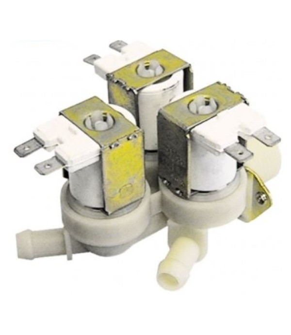 Electrovalva apa tripla, dreapta intrare ¾”, iesire 11,5mm alimentare 230V pentru Electrolux, Emmepi, Gierre, Hobart, MBM, Colged