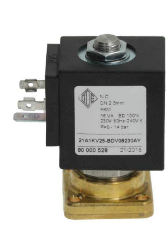 Electrovalva ODE cu flansa patrata 25-F39, serie 21A1KV25, bobina BDV08230AY la 230-240V 