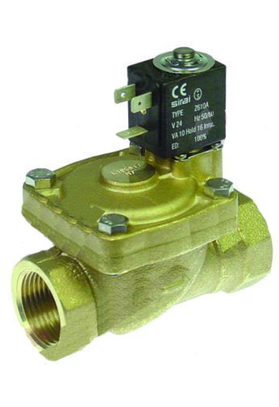 Electrovalva Sirai masina de spalat vase Comenda, 2 cai,  24 VAC, conexiune 1", lungime 105mm, tip L180-B, tip bobina Z610A, DN 24 mm