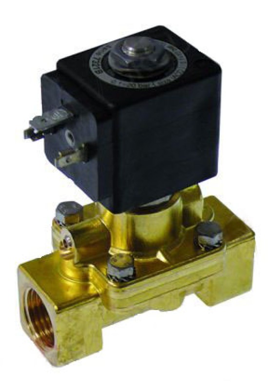 Electrovalva 2 cai, intrare/iesire ½”, alimentare 24V, producator LUCIFER-PARKER tip 7321(PM133), bobina tip DZ02A2,  presiuni de lucru 0.1bar la 20bar, membrana NBR pentru apa, deschidere nominala(DN) 12mm, alimentare cu priza DIN 