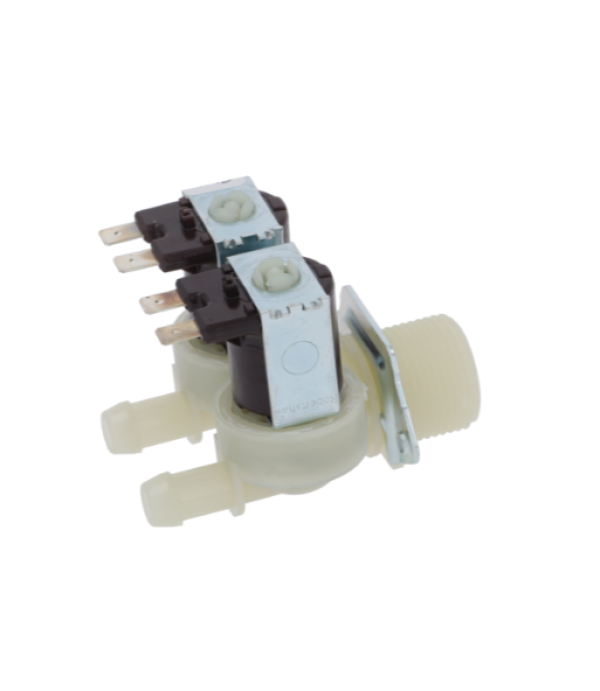 Electrovalva apa cu 2 iesiri orizontale, alimentare 230V, intrare de ¾”, iesiri de 11.5mm
