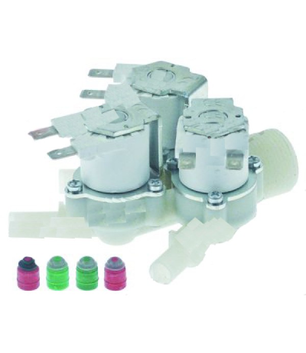 Electrovalva tripla dreapta, 230 V AC, intrare 3/4", iesire 10mm, producator RPE, 10-12 l/min