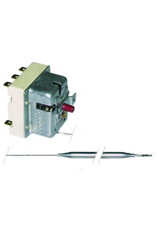 Termostat de siguranta friteuza, Tmax.235oC, 3contacte(poli) 20A, dimensiuni senzor 6x87mm, lungime capilar- 1790mm(izolat 1400mm), filet presetupa senzor- M9x1. Cod EGO 55.32545.030, 5532545030