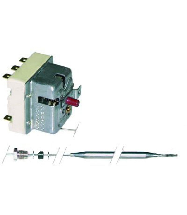 Termostat de siguranta friteuza  cu resetare pentru  EMMEPI, MBM, GIORIK, PALUX, SILKO, temperatura maxima setata 232◦C, 3contacte (poli) 20A, presetupa senzor cu filet M10x1. Cod EGO 55.32542.822, 5532542822