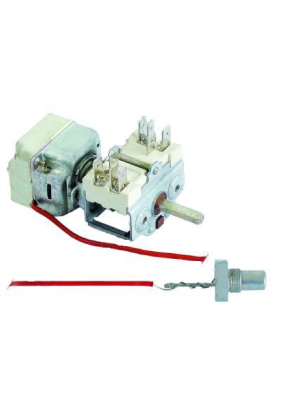 Termostat de lucru friteuza ANGELO PO cu intrerupator , temperature de lucru 100-180mm, 1pol, contact, 16A, senzor cu filet de M14x1, dimensiuni senzor- Ø11x10mm. Pentru modelele 30FES2