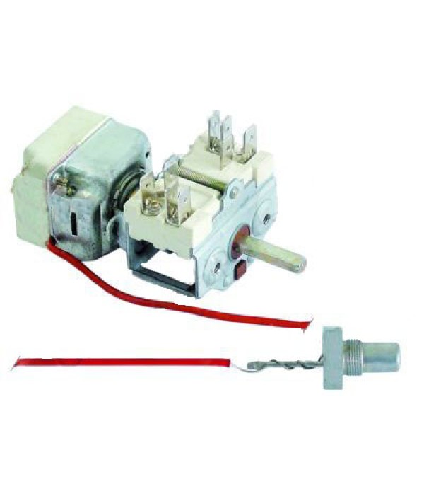 Termostat de lucru friteuza ANGELO PO cu intrerupator , temperature de lucru 100-180mm, 1pol, contact, 16A, senzor cu filet de M14x1, dimensiuni senzor- Ø11x10mm. Pentru modelele 30FES2