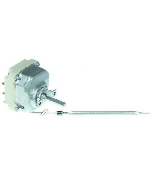 Termostat de lucru, 3 contacte (3 poli) 1CO/2NO 16A, t.max. 190◦C, temperatura de lucru 120-190◦C, lungime capilar 880mm (izolat 350mm), dimensiuni senzor 6x133mm, diametre ax 6x4,6mm.  Pentru ELECTROLUX, VALENTINE, THERMA 