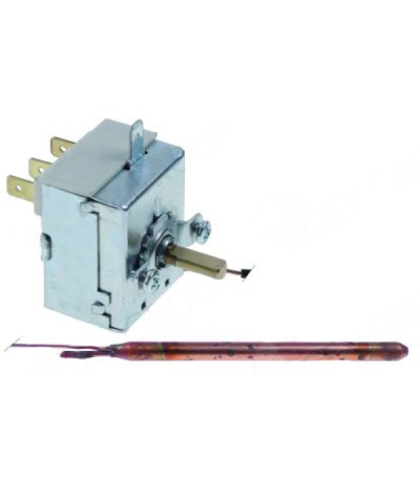 Termostat masina de spalat vase , temperatura de lucru 0-90 grade C, 1contact(pol), alimentare max. 250V/16A, lungime capilar 1030mm, izolat 970mm, dimensiune senzor 6,5x98mm 