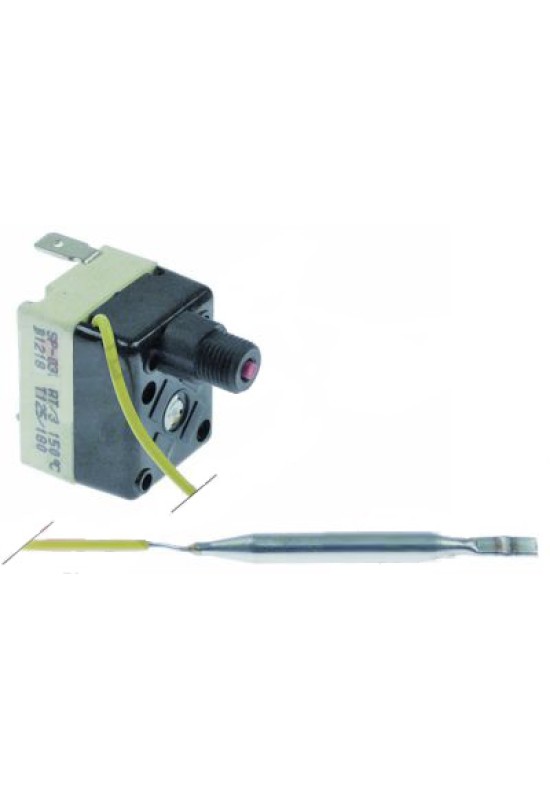 Termostat de siguranta cu resetare manuala, temperatura setata-150◦C,  1contact(pol) 1NC, 16A, dimensiuni senzor 6x65mm 