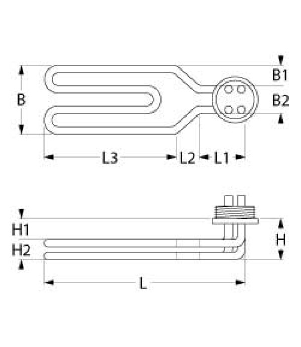 Rezistenta 2400W cuva, tanc spalare masina vase Lamber, filet 1¼", 3 grupuri, alimentare 230V 