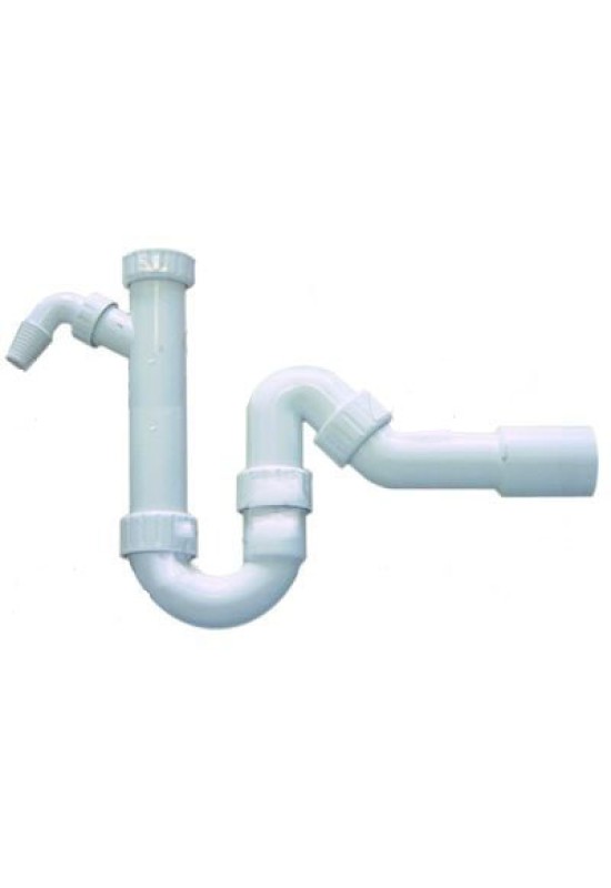 Sistem de scurgere pentru masina de spalat vase  in forma de U, 1 1/2”, D1-40mm, D2- 50mm, confectionat din PP