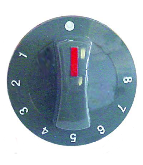 Buton comanda termostat  gradat 1-8, diametru de 71mm, montare pe ax de 6x4,6mm, negru.Pentru cuptoare electrice  FAGOR, cod producator(OEM)- U673005, R212101