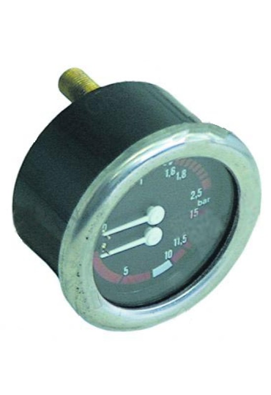 Manometru cu scala dubla, presiuni masurate 0-2,5bar/ 0-15bar, montare pe Ø63mm espressoare La Cimbali, GRIMAC